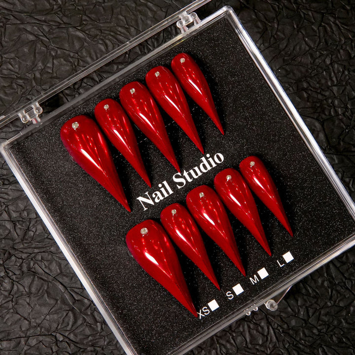 Stiletto Press-On Nail Set with Gem Accents