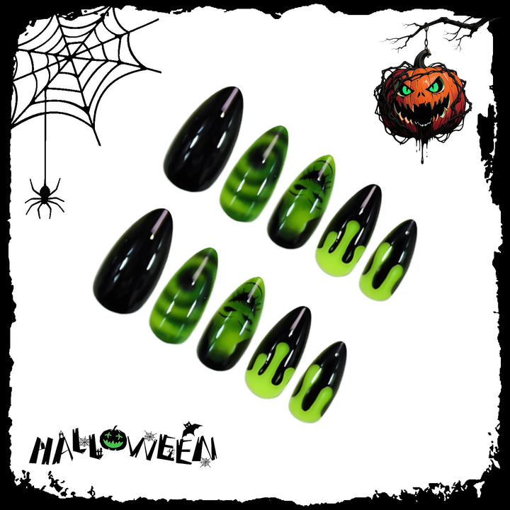 Artificial Nails Set with Creepy Halloween Designs Bowlift