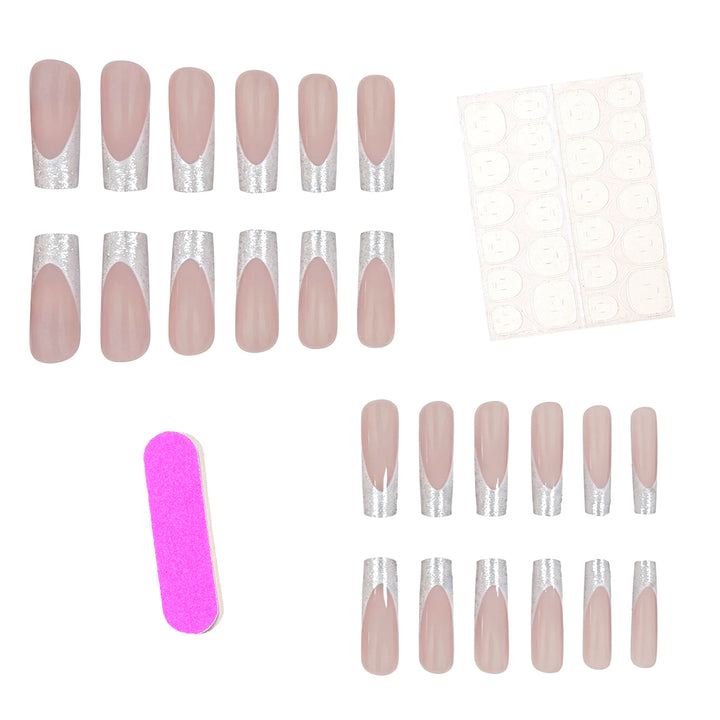 Stylish Glittery French Tip Acrylic Nails Bowlift