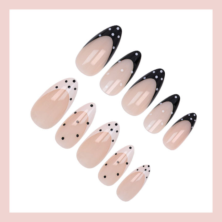 Artificial nail set with elegant dot and tip design Bowlift