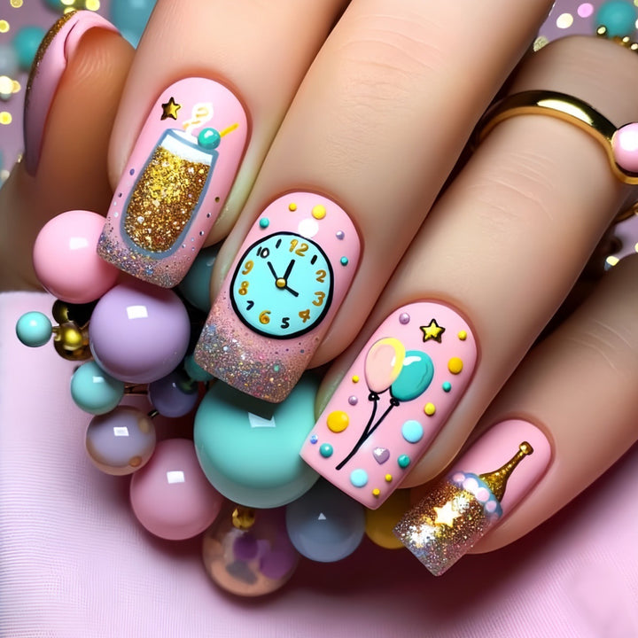 Festive Celebration Press-On Nail Art Bowlift