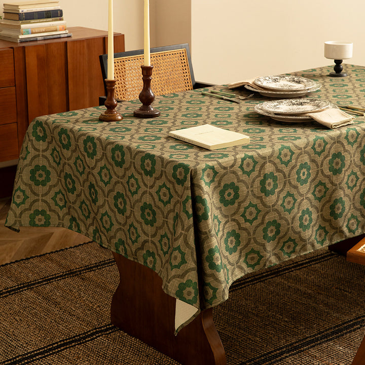 Rectangular tablecloth made of cotton-linen blend with ornamental jacquard structure Bowlift