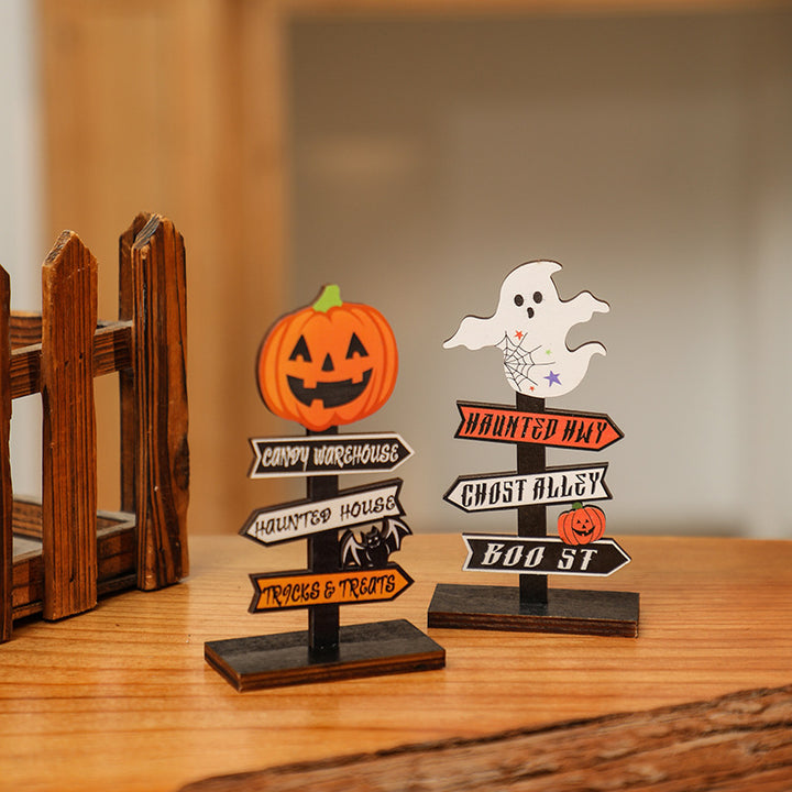 Creative Halloween Decor Sign with Pumpkin Motif Bowlift