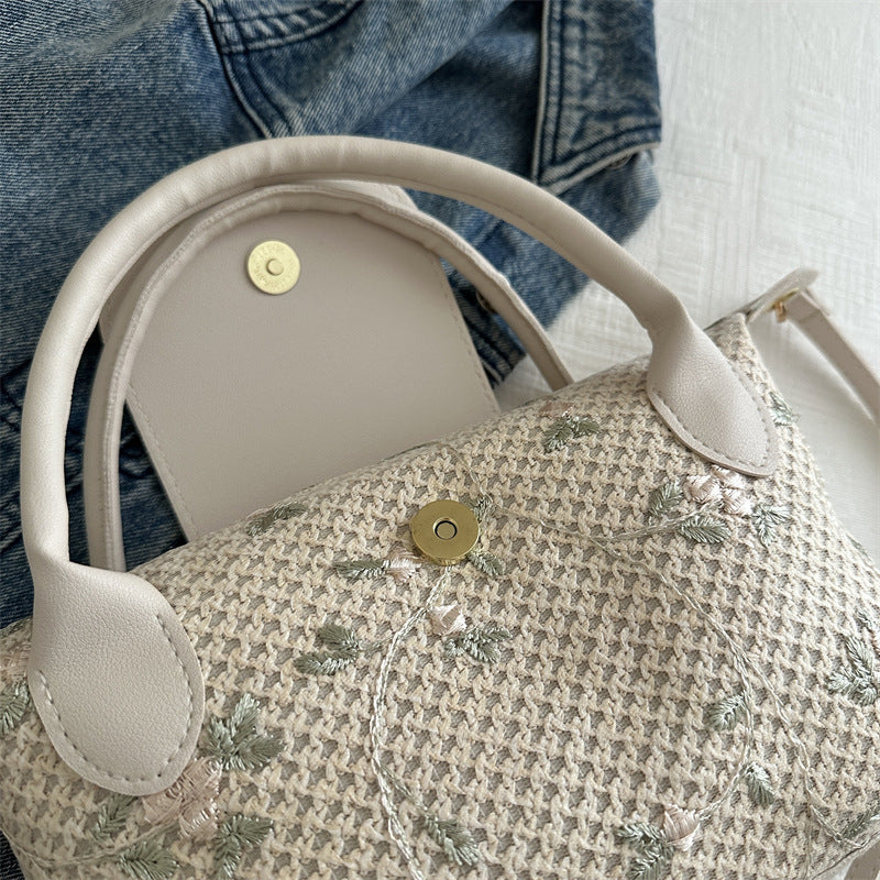Embroidered Tote Handbag