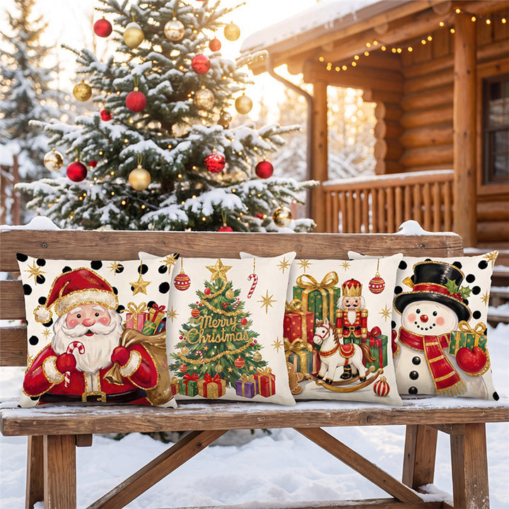 Festive Santa Print Decorative Throw Pillow Cover