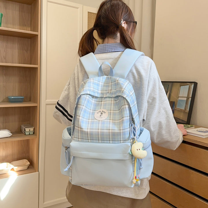 Stylish Plaid Backpack Bowlift