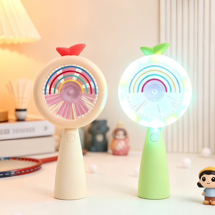 Women's portable USB hand fan with LED function and variable speed control Bowlift