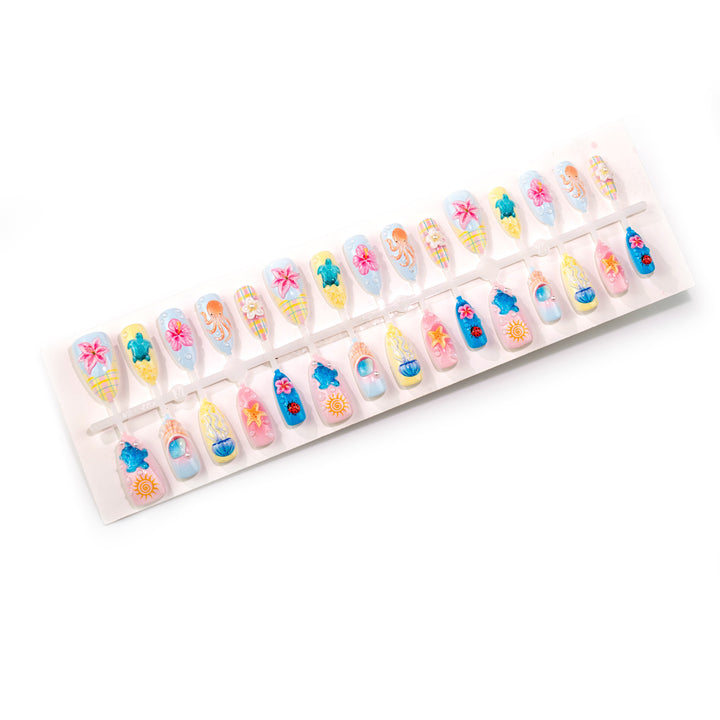 Artistic 3D Ocean-Inspired Press-On Nail Art Set Bowlift