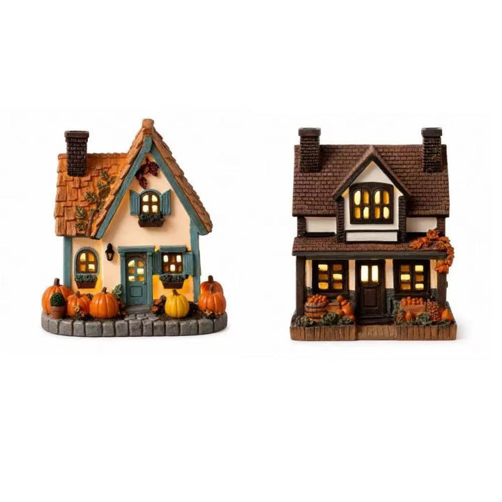 Decorative Autumn-Themed House Figurine Bowlift