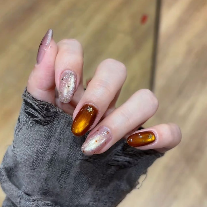 Glittery Star Accent Nail Art Extensions