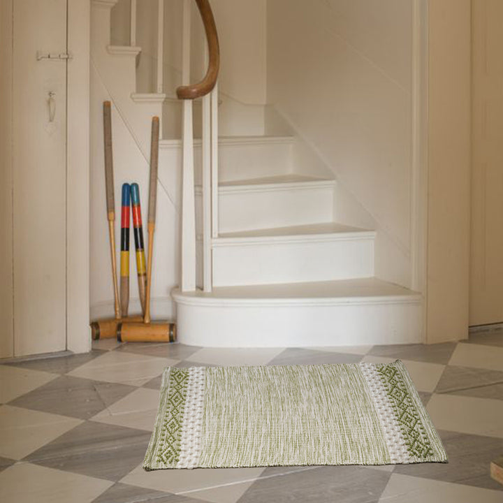 Handwoven runner with tassels and fine striped texture