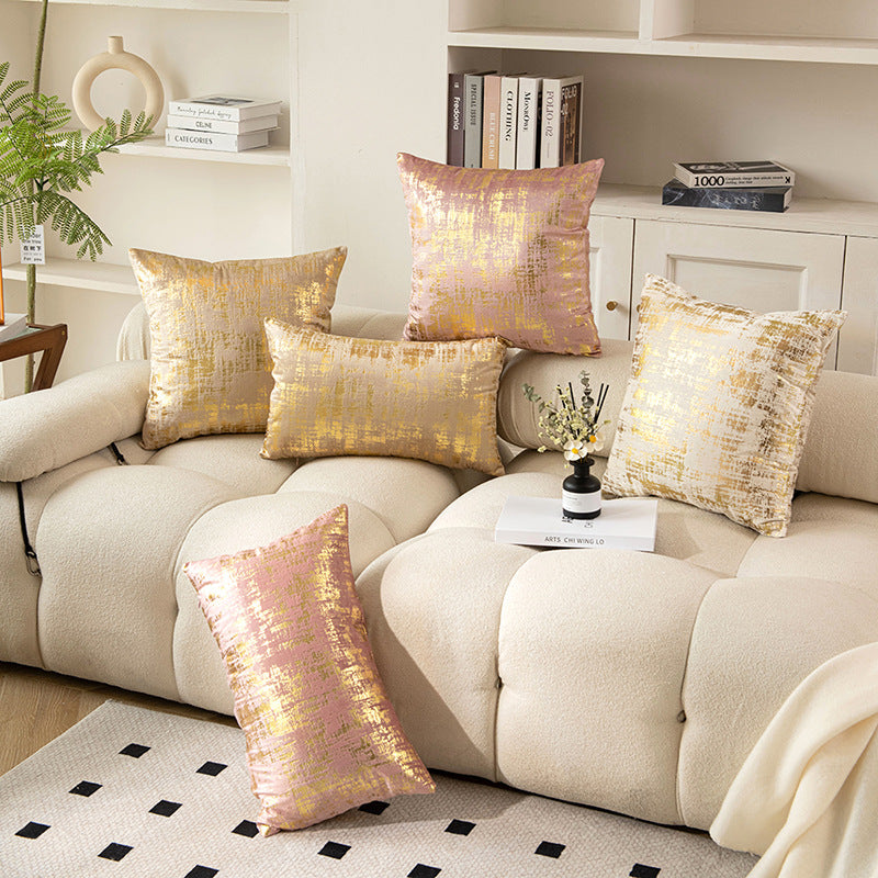 Metallic Abstract Jacquard Throw Pillow Cover Set with Hidden Zipper