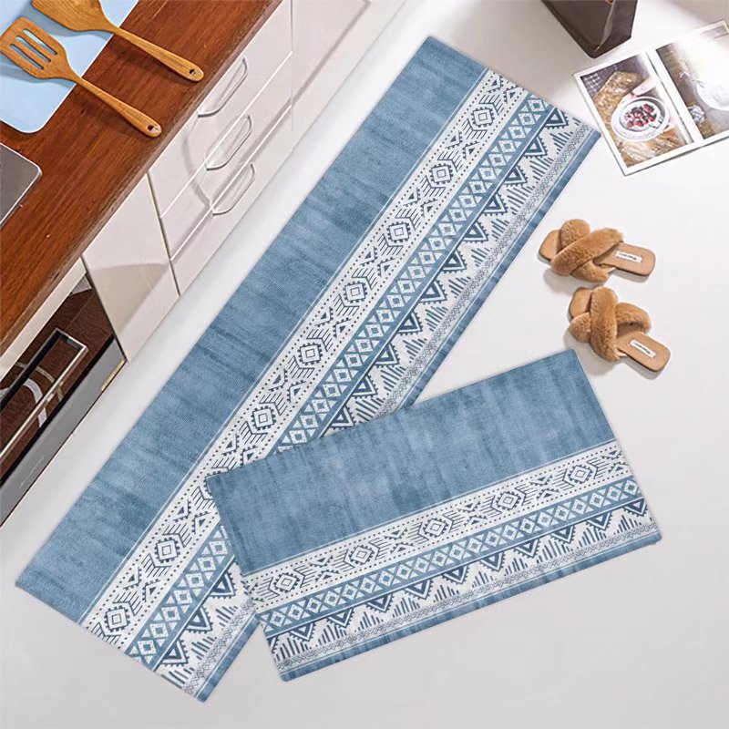 Marble-Pattern Kitchen Runner Mat Set Bowlift