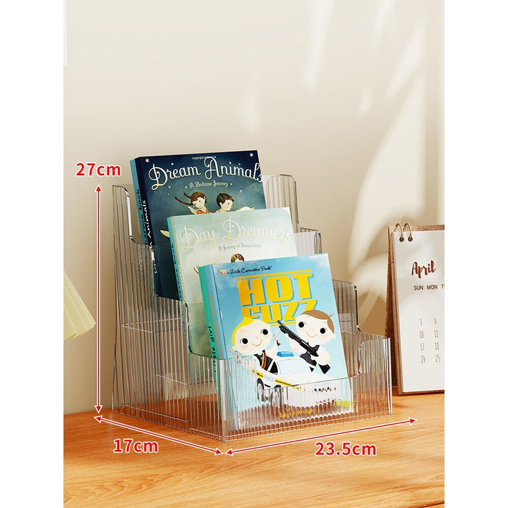 Clear Acrylic Tiered Desktop Book and Magazine Display Organizer