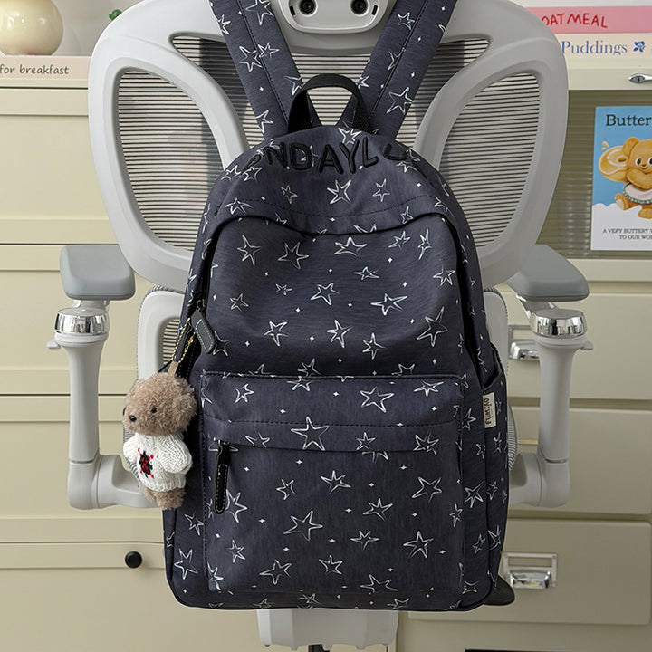 Star-Embellished Multi-Pocket Backpack Bowlift