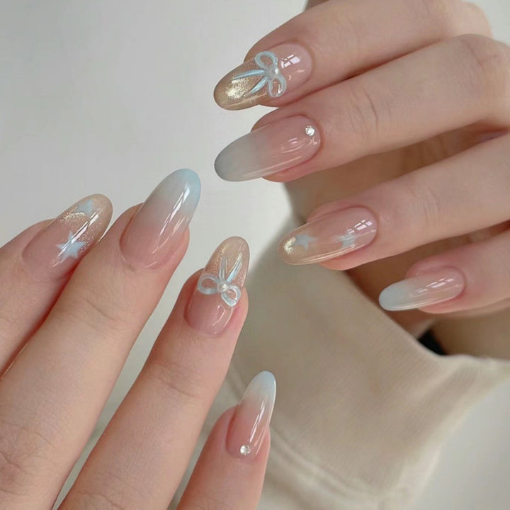 Artistic Floral and Gemstone Press-On Nails Bowlift