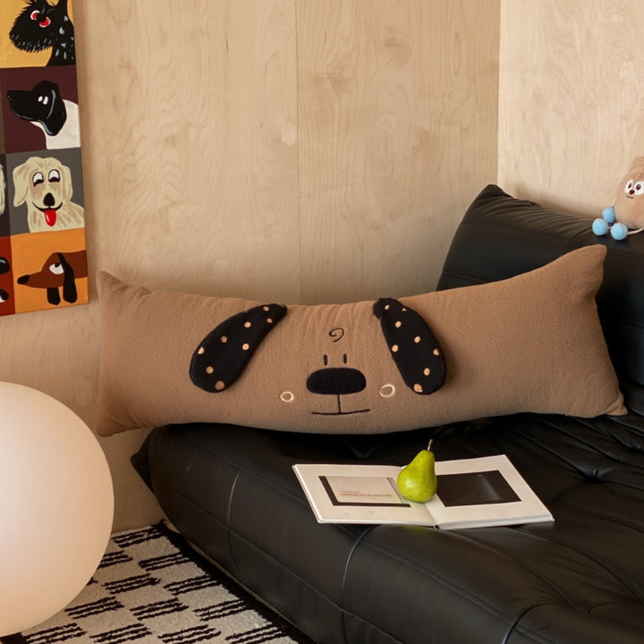 Oversized Plush Decorative Body Pillow with Embroidered Face and Appliqué Dots