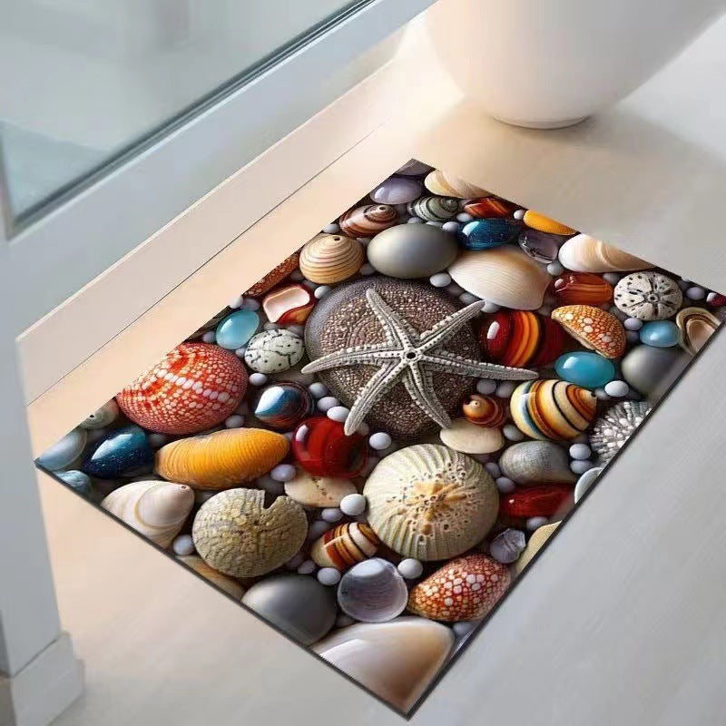 Coastal Seashell Design Bath Mat Bowlift