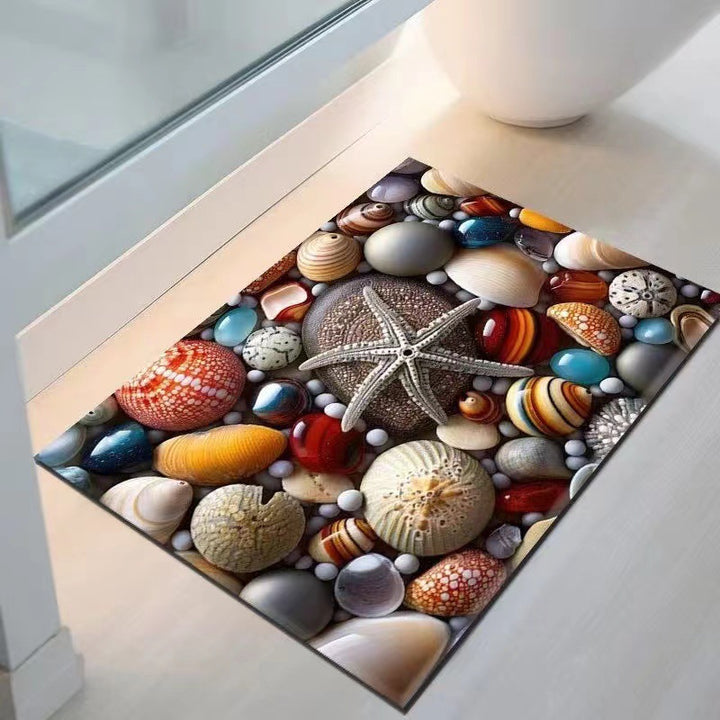 Coastal Seashell Design Bath Mat Bowlift
