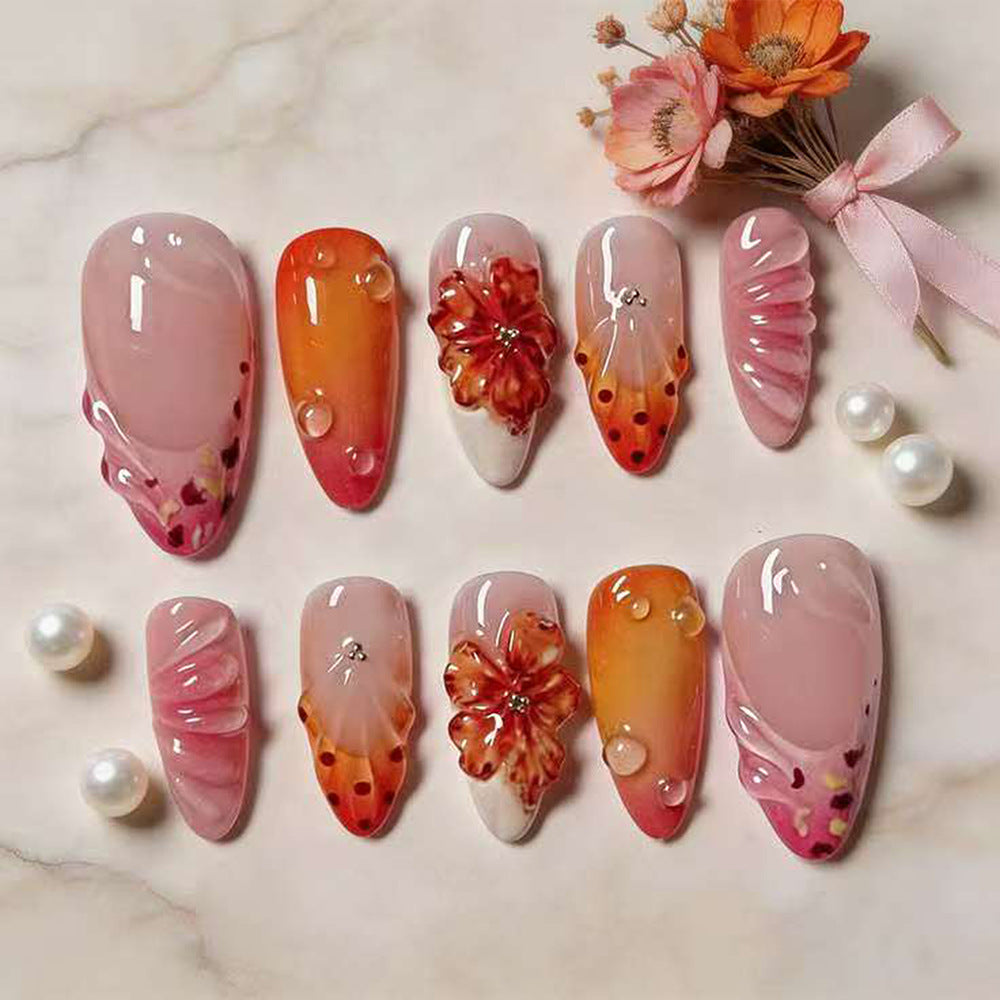 Premium Floral Press-On Nail Set