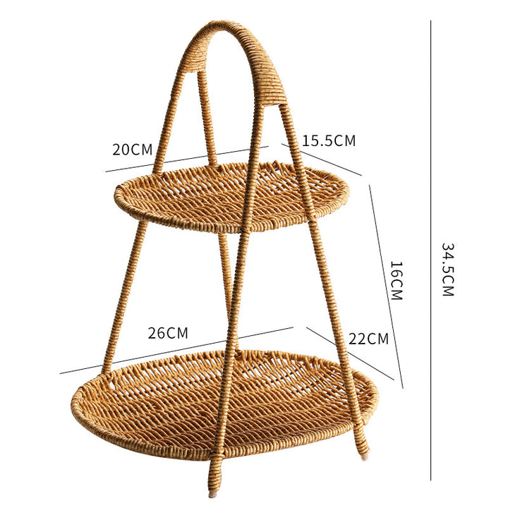 Woven Rattan Storage Basket with Handles for Home Organization