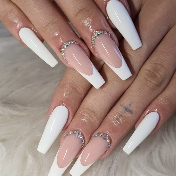 Luxury Long Stiletto Press-On Nails with Rhinestone Accents Bowlift
