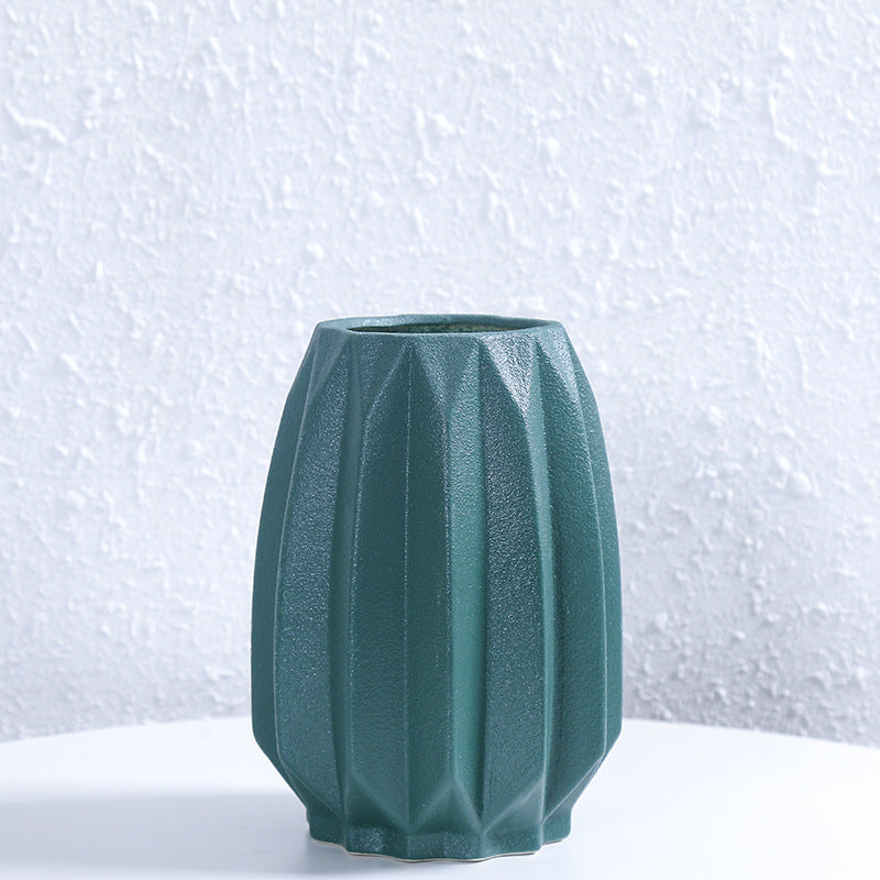 Textured Geometric Ceramic Flower Vase Bowlift