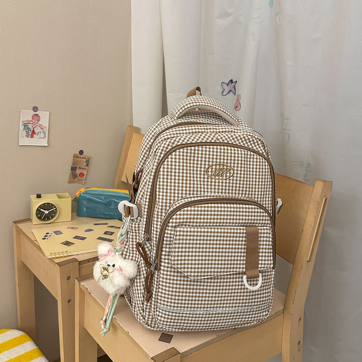 Stylish Checkerboard Pattern Backpack Bowlift 1791205963