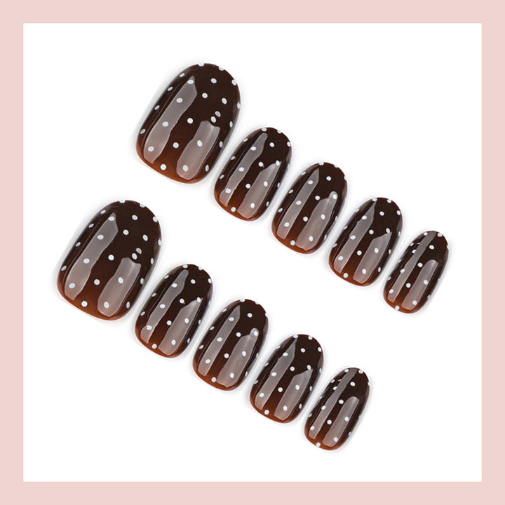 Artificial nail set with elegant dots and shiny accents Bowlift