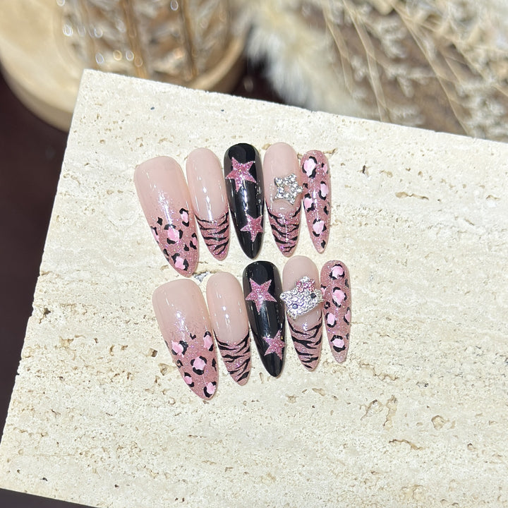 Stylish Animal Print Press-On Nail Art