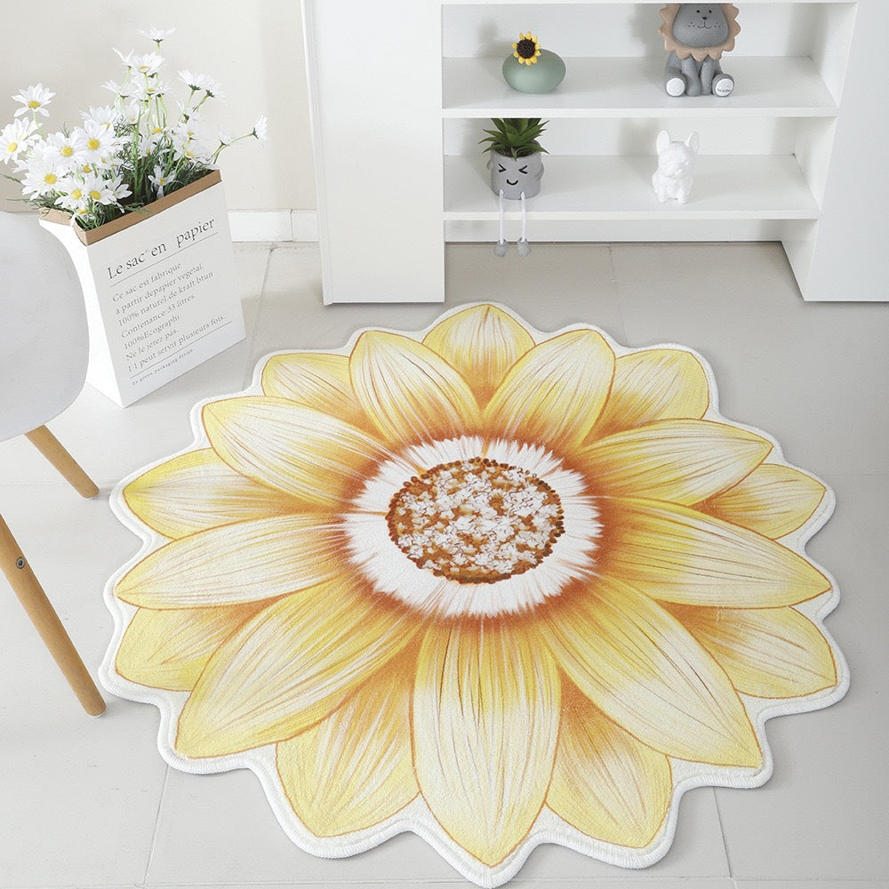 Floral Print Round Area Rug Bowlift