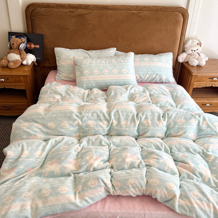 Cute Themed Flannel Bedding Set