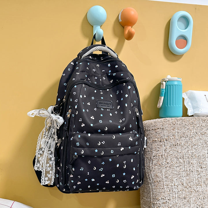 Stylish Multi-Pocket Backpack with Decorative Accents Bowlift