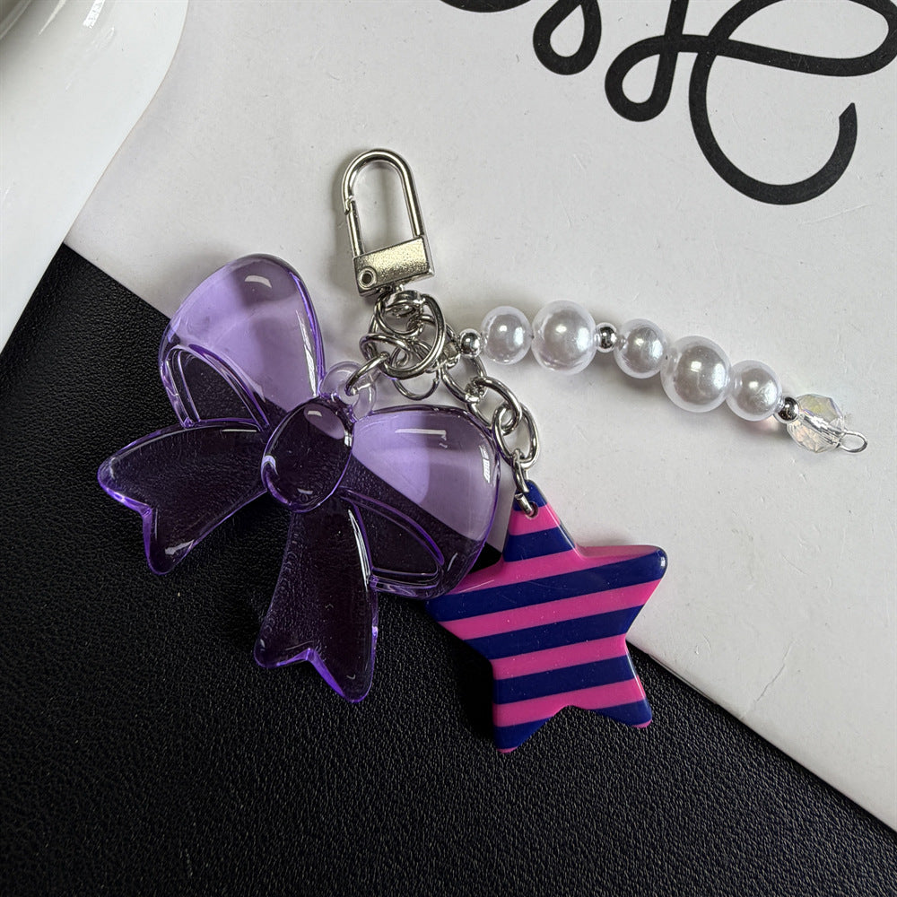 Decorative Bow and Star Charm Keychain Bowlift
