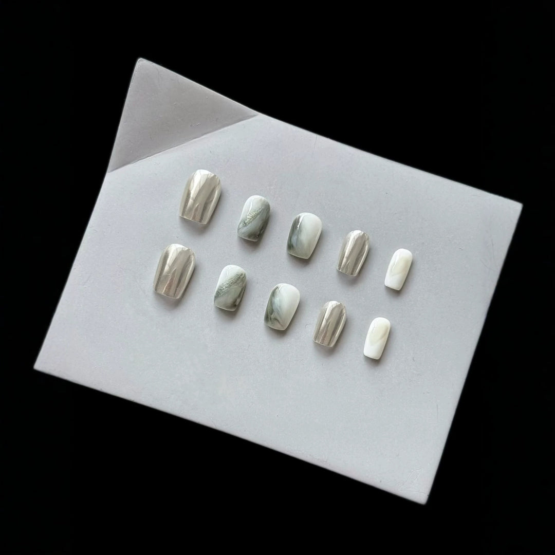 Marble Effect Press-On Nail Set