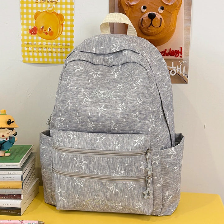 Star-Embellished Multi-Pocket Backpack Bowlift