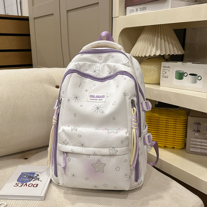 Stylish Star-Embellished School Backpack Bowlift