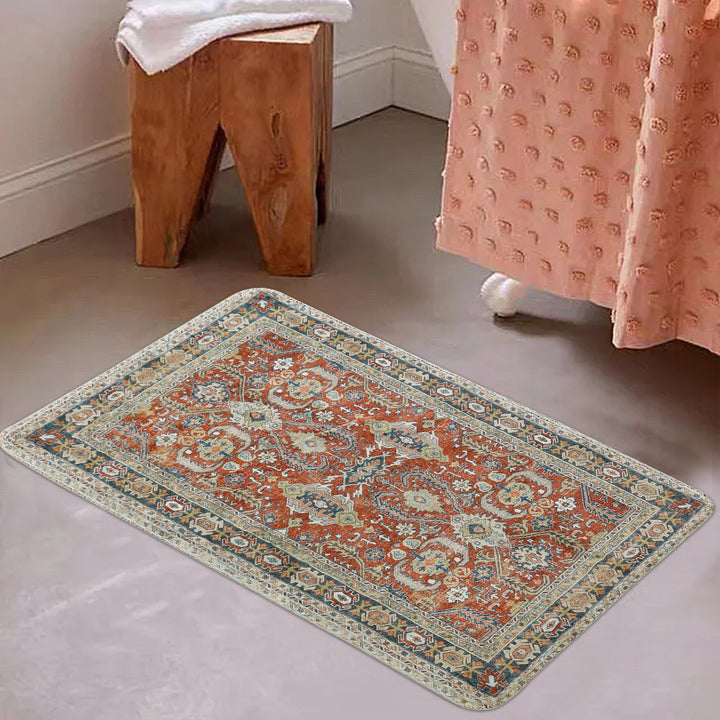Vintage-inspired runner rug for hallway and kitchen with medallion pattern and non-slip backing Bowlift