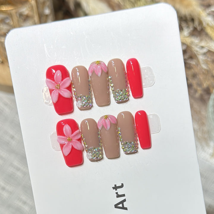 Floral Press-On Nail Art Kit