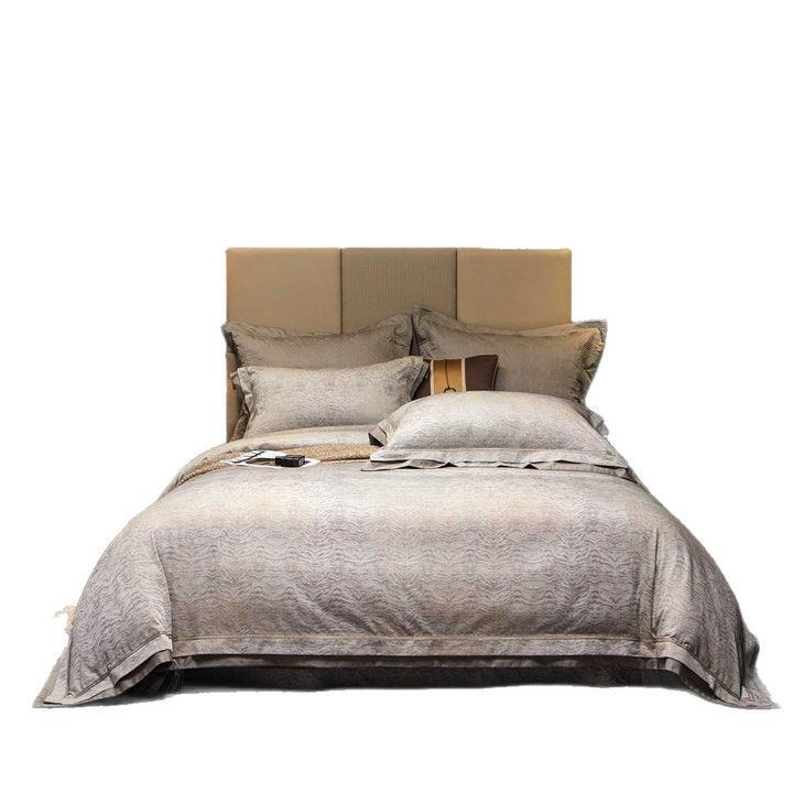 Luxurious four-piece satin bedding set with floral jacquard