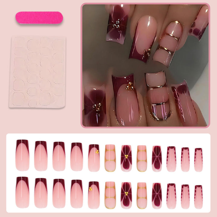 Artificial nail set with elegant gradient and delicate decorations Bowlift