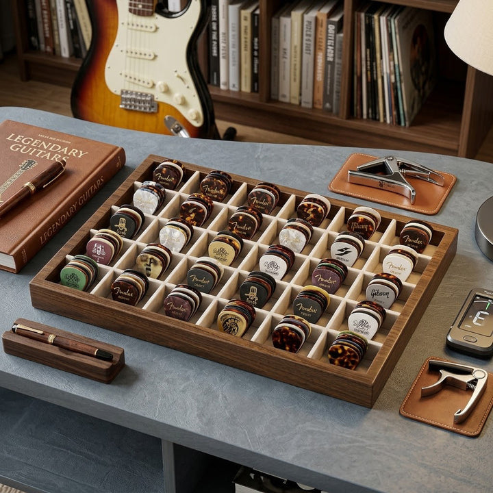 Multi-Compartment Wooden Velvet-Lined Jewelry Display Tray