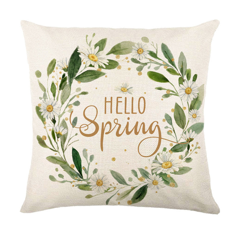 Botanical Daisy Printed Decorative Linen Throw Pillow Cover