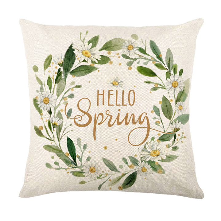 Botanical Daisy Printed Decorative Linen Throw Pillow Cover
