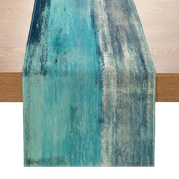 Abstract Brushstroke Cotton-Linen Table Runner