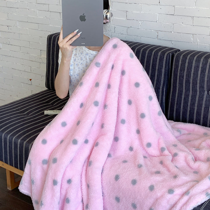 Plush Oversized Sherpa Polka Dot Throw Blanket
