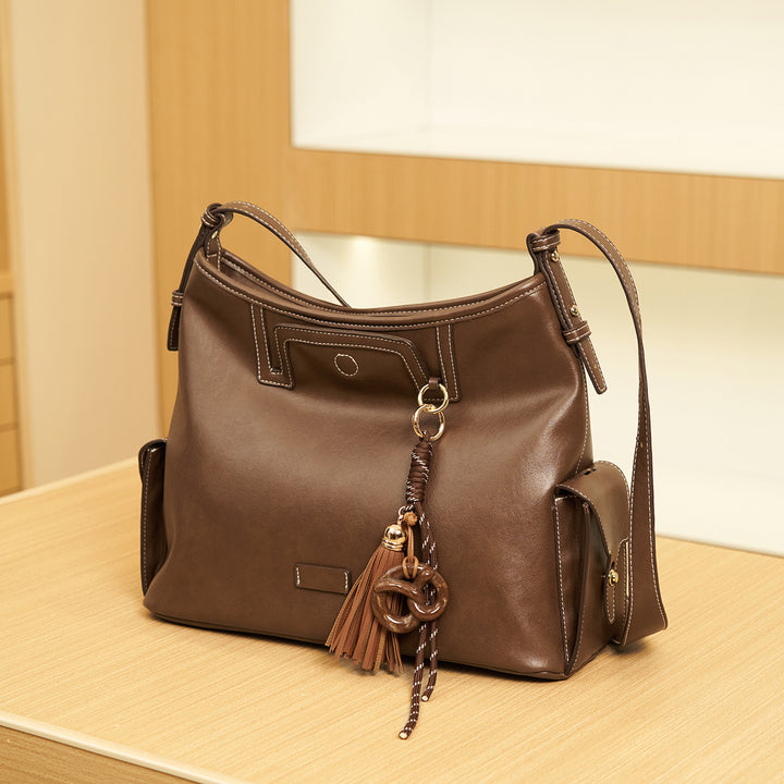 Stylish Leather Hobo Handbag