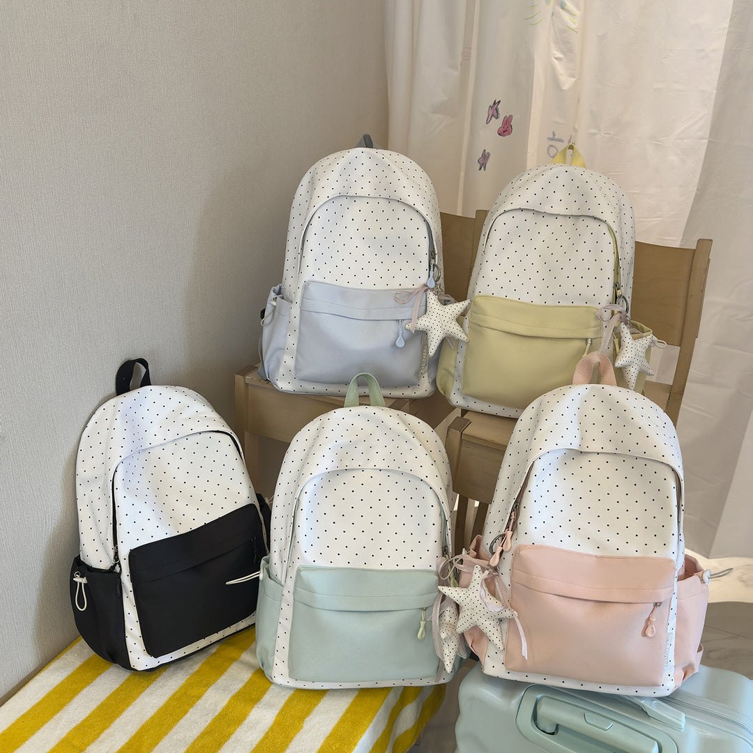 Polka Dot and Solid Color Backpack Bowlift