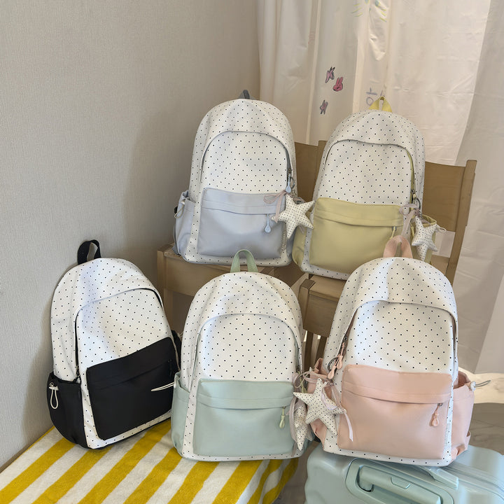 Polka Dot and Solid Color Backpack Bowlift