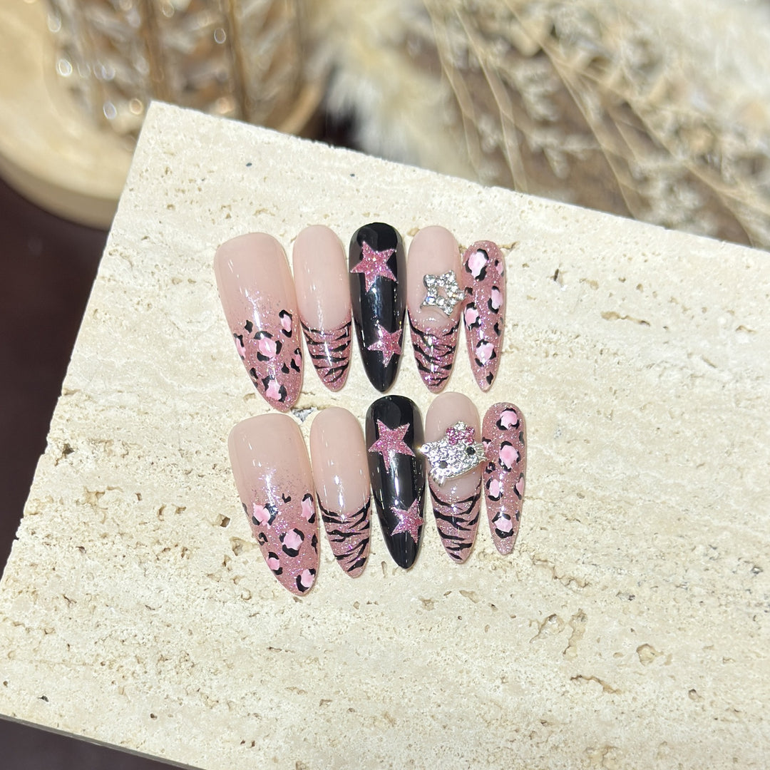 Stylish Animal Print Press-On Nail Art